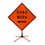 Roll Up Sign & Stand - 48 Inch Reflective Left Side Road Work Roll Up Traffic Sign